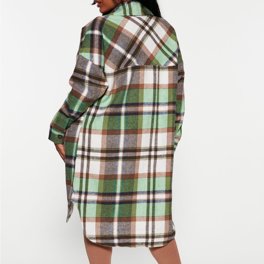 3 sizes green plaid shacket
